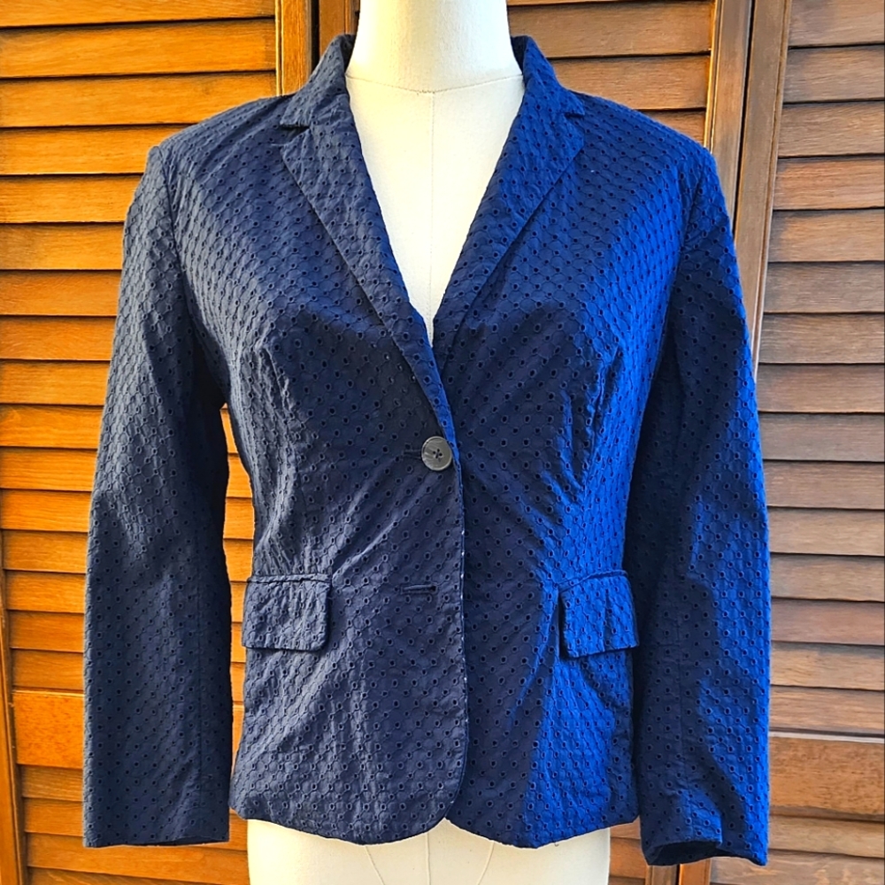 Banana Republic Navy Eyelet Blazer